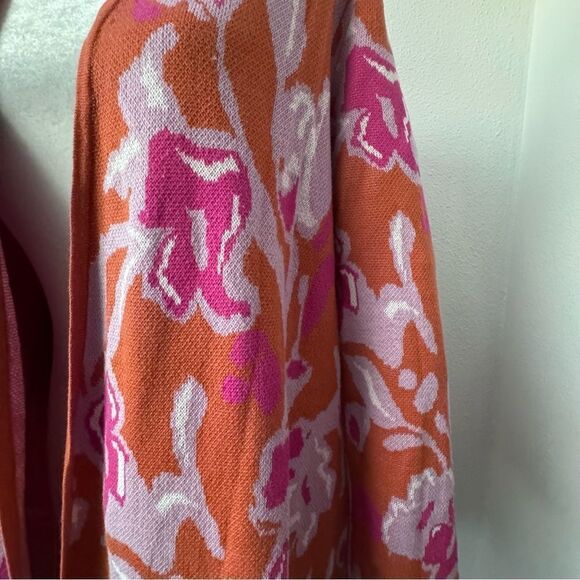 Soft Surroundings Cardigan Leslie Pink Orange Floral Casual Flowy Sweater Size M - Picture 10 of 15